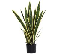 Outsunny 30" Planta Serpiente Artificial, Árbol, 21 Hojas, Verde | En maceta, Planta falsa decorativa, Hogar, Oficina, Sala de estar.
