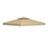 Outsunny 3x3m Toldo de reemplazo para Gazebo, Solo Cubierta, Beige | Pieza de repuesto para techo de 2 niveles