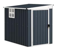 Outsunny 4 x 6ft Cobertizo de Almacenamiento, Ventana, Metal, Gris Oscuro | 2 ventilaciones, puerta con cerradura, para jardín, patio.