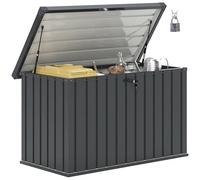 Outsunny 400L Baúl de Exterior con Tapa de Doble Palanca, Cerradura y 2 Llaves, Caja de Almacenamiento de Acero Galvanizado Impermeable para Exterior, 124x66x72 cm, Gris Oscuro