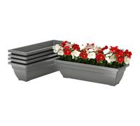 Outsunny 5-Piezas Set Macetas Plástico Apilables 59 x 21 x 16 cm Gris | Juego de macetas resistente a la intemperie para uso interior y exterior.