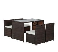 Outsunny 5 uds. Muebles de jardín de polirratán, grupo de comedor de ratán, conjunto de jardín, conjunto de sofás Brown 120x69x77.5cm