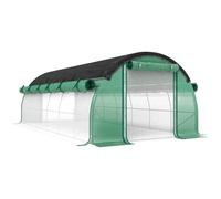 Outsunny 6x3x2 m Túnel de Plástico con Red de Protección Solar Paredes Laterales Enrollables Cubierta de Plástico Estructura de Acero Aosom España