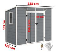 Outsunny Abri Jardín Resina 2.4x1.3m Herramientas Suelo Ventana Ventana Venti...