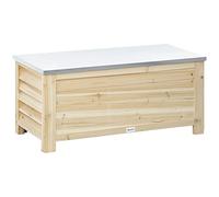 Outsunny Arcón de Jardín Exterior Carga 155L de Madera 110x50x50 cm Natural