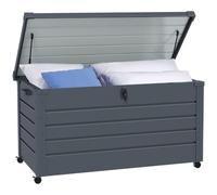 Outsunny Arcón Exterior 311L Baúl de Almacenaje 120x62x66 cm Gris Oscuro | Acero Galvanizado, 4 Ruedas, 2 Asas, Tapa con Cerradura, Impermeable, para Jardín, Terraza, Patio