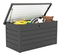 Outsunny Arcón Exterior Capacidad 311L Baúl de Almacenaje de Acero con Cerradura Llave Pistones Neumáticos para Jardín Terraza Patio 120x62x62 cm Gris Oscuro