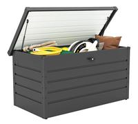 Outsunny Arcón Exterior Capacidad 311L Baúl de Almacenaje de Acero con Cerradura Llave Pistones Neumáticos para Jardín Terraza Patio 120x62x62 cm Gris Oscuro Dark gray 120x62x62cm