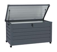 Outsunny Arcón Exterior Capacidad 311L, Baúl de Almacenaje de Acero Galvanizado con 4 Ruedas, 2 Asas y Tapa con Cerradura, Impermeable, para Jardín, Terraza, Patio, 120x62x66 cm, Gris Oscuro Dark grey