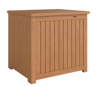 Outsunny Arcón Exterior de Madera 130L Baúl Almacenaje Exterior con Forro Tapa con Bisagras y Correa 63x51x58,5 cm Marrón