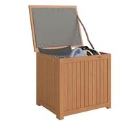 Outsunny Arcón Exterior de Madera, 130L, Baúl Almacenaje Exterior con Forro, Tapa con Bisagras y Correa, Impermeable, Resistente a la Intemperie, para Jardín, Terraza, Patio, 63x51x58,5 cm, Marrón
