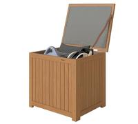 Outsunny Arcón Exterior de Madera 130L Impermeable 63x51x58,5 cm Marrón | Baúl Almacenaje Exterior con Forro, Tapa con Bisagras y Correa, Resistente a la Intemperie, para Jardín Terraza Patio