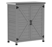 Outsunny armario de exterior de madera, caseta de jardín exterior con techo de acero galvanizado, estante, 2 puertas, cobertizo de jardín para almacenamiento de herramientas, 79x43x92 cm, gris