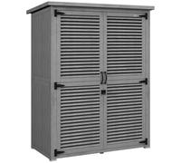 Outsunny Armario de Jardín 0,83 m² 127x65x168 cm con 2 Puertas de Persiana 2 Estantes 2 Asas y Techo Impermeable Gris