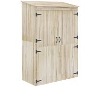 Outsunny Armario de jardín armario de almacenamiento en madera 2 estantes 2 puertas techo inclinado 120x57x183 cm Madera Natural Aosom España