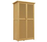 Outsunny Armario de jardín Cobertizo de jardín de madera Cobertizo de jardín con techo de asfalto Puerta de lamas Cobertizo de armario de jardín 4 compartimentos 87 x 46,5 x 160 cm Yellow