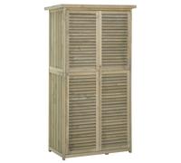 Outsunny Armario de jardín Cobertizo de jardín de madera Cobertizo de jardín con techo de asfalto Puerta de lamas Cobertizo de armario de jardín 4 compartimentos 87 x 46,5 x 160 cm Gray