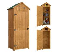 Outsunny Armario de Jardín de Madera con 3 Estantes 0,3 m² 77x54,2x179cm Natural