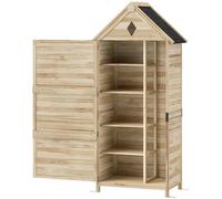 Outsunny: Armario de jardín de madera, cobertizo para herramientas impermeable con techo a dos aguas de asfalto