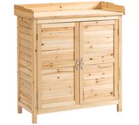 Outsunny Armario de Jardín de Madera con 2 Puertas y Estante Patas Elevadas Ideal para Terraza Patio 83x40x92 cm Acabado Natural Aosom España