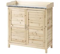 Outsunny Armario de jardín Mesa de plantas con armario base Armario de herramientas de madera Armario con 2 estantes Cobertizo de jardín Cobertizo de jardín al aire libre Naturaleza 83 x 40 x 92 cm Br
