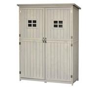 Outsunny-Armario de Madera Exterior Impermeable, Armario de Doble Puertas, Techo, compartimentos, 127,5x50x164cm