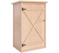 Outsunny Armario Exterior de Madera Cobertizo de Jardín 75x56x115 cm para Herramientas con 2 Estantes y Techo Asfáltico Natural Aosom España