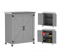 Outsunny Caseta de Jardín Outsunny Madera de Abeto, Acero Galvanizado 79x43x92 cm Gris claro