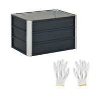 Outsunny Arriate Alto de Jardín de Acero Incluye Guantes Huerto Urbano Jardinera Macetero Rectangular para Cultivos Plantas Flores para Terraza Balcón 66x47x40 cm Verde Aosom España