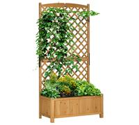 Outsunny Arriate de Jardín con Enrejado Jardinera con Celosía Macetero con Soporte para Trepadora Cultivos Plantas Flores para Exterior Patio Terraza