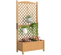 Outsunny Arriate de jardín con enrejado 90x45x180 cm madera natural soporte para trepadora