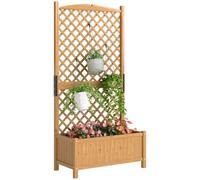Outsunny Arriate de jardín con enrejado 90x45x180 cm madera natural soporte para trepadora
