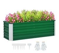 Outsunny Arriate de Jardín de Acero Incluye Guantes Huerto Urbano Jardinera Macetero Rectangular para Cultivos Plantas Flores para Terraza Balcón Exterior 125x47x40 cm Verde