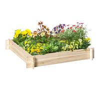 Outsunny Arriate de madera Huerto urbano cuadrado 100x100x16 cm Natural