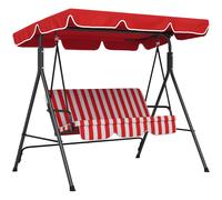 Outsunny Balancín de Jardín 3 Plazas Techo Inclinable Cojines de Asiento y Respaldo Acero Negro Poliéster Rojo Aosom España