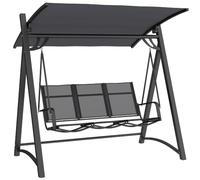 Outsunny Columpio de Jardín de 3 Plazas, Balancín de Jardín Exterior con Techo Ajustable, UPF50+, Asiento Transpirable y Marco de Metal, para Patio, Terraza, Carga 360 kg, 188x130x183 cm Gray Large