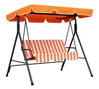 Outsunny Balancín de Jardín Exterior Columpio de 3 Plazas con Toldo Ajustable y Marco de Acero 172x110x153 cm Naranja