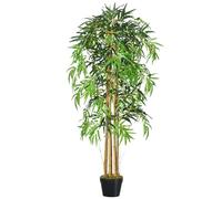Outsunny Bambú artificial 150 cm con maceta, hojas realistas, verde