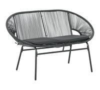 Outsunny Banco Acapulco con Reposabrazos Cojines y Marco de Acero Carga 260 kg para Balcón Terraza Patio 132x72x83 cm Negro Aosom España