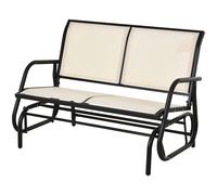 Outsunny Banco Balancín de 2 Plazas Silla Mecedora de Jardín Tubo de Metal y Tela Texteline Transpirable para Exterior Carga Máx. 200 kg 120x70x85 cm Beige Beige 120x70x85cm