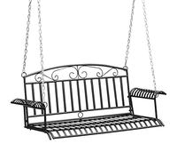 Outsunny - Banco Colgante de 2 plazas para jardín de Metal 137 x 58 x 52 cm, Color Negro
