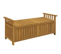 Outsunny Banco de jardín 2 plazas de madera con almacenamiento de 151L banco exterior con reposabrazos 128,5 x 56 x 53,5 cm marrón