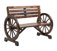 Outsunny Banco de Jardín con Diseño de Rueda de Carro para 2 Personas en Madera Natural, Marrón Oscuro, 105,5x56x79 cm Aosom España