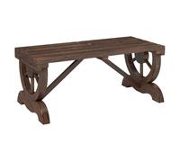 Outsunny banco de jardín de 2 plazas banco de madera con ruedas decorativas estilo rústico carga 250 kg para patio terraza balcón 98x50x39,5 cm carbonizado