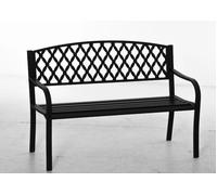 Outsunny Banco de jardín 2 plazas con reposabrazos, hierro fundido y acero, 128x58,5x89 cm, negro