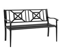 Outsunny Banco de Jardín de 2 Plazas Banco Exterior de Acero con Reposabrazos y Respaldo Decorativo para Terraza Balcón Patio Carga 240 kg 128x62,5x81,5 cm Negro