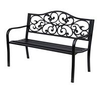 Outsunny Banco de jardín de acero para patio Capacidad 240 kg 127x60x89 cm Negro