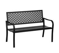 Outsunny – Banco de jardín 2 plazas acero respaldo decorativo carga 240 kg 127x63x83 cm Negro