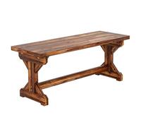 Outsunny banco de jardín de madera, banco rústico exterior de 2 plazas con base en forma de x, carga 240 kg, para patio, porche, parque, balcón, 114x40x46 cm, carbonizado