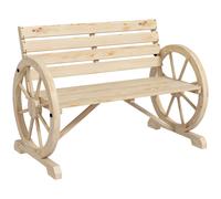 Outsunny Banco de Jardín de Madera con Reposabrazos en Forma de Rueda para 2 Personas 105,5x56x79 cm Madera Natural